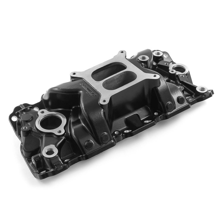 MidRise Intake Manifold Small Block Chevy 350 - Black Painted Finish