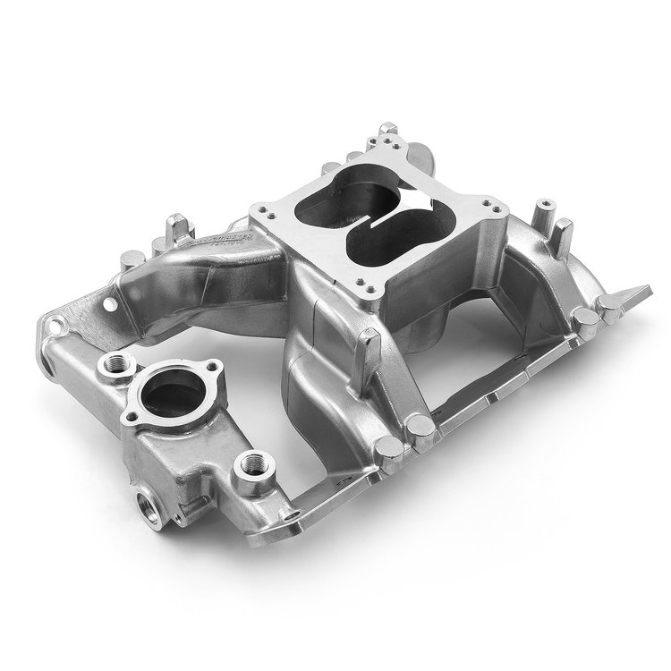 1-147-074 Pontiac 326 350 389 400 421 428 455 MidRise Air Intake Manifold Machine Polished