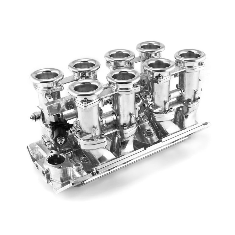 CHEVY BBC 454 DOWNDRAFT 8 STACK EFI INTAKE MANIFOLD POLISHED