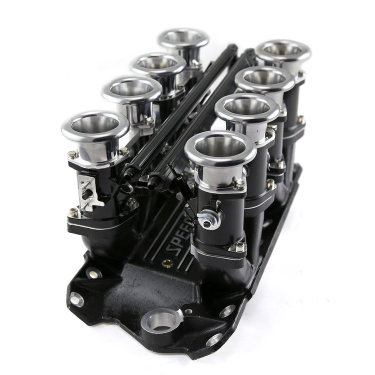 Downdraft EFI Stack Intake Manifold Small Block Chevy 350 [Black]