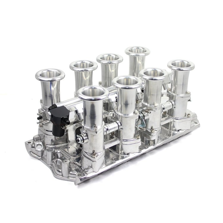 FORD 351W WINDSOR DOWNDRAFT 8 STACK EFI INTAKE MANIFOLD POLISHED
