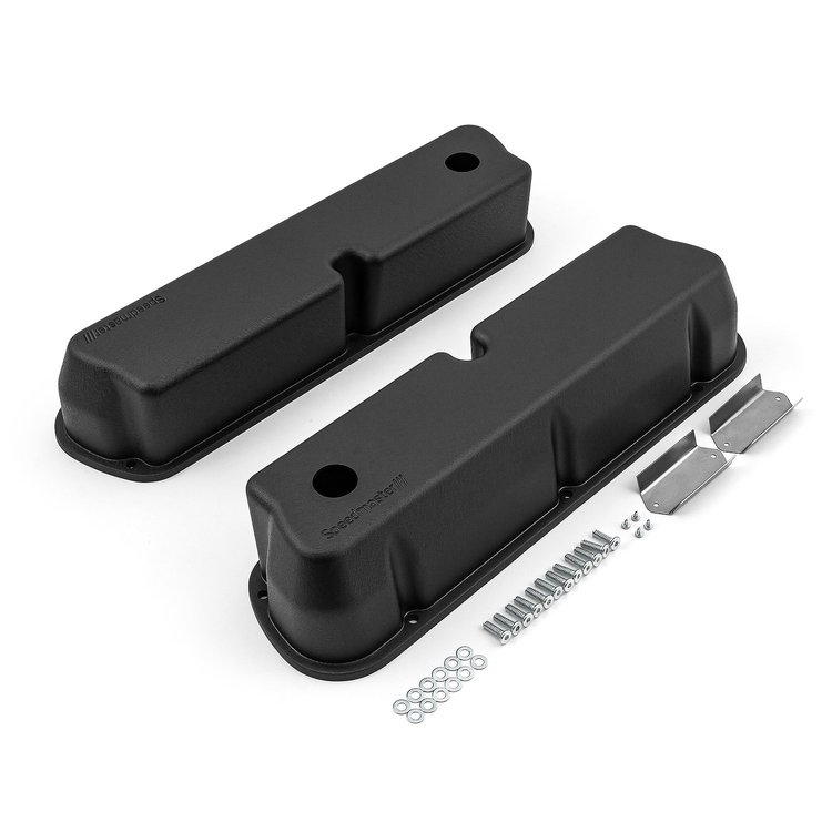 1-314-004-03 Valve Covers Pair,  with Breather Hole, Tall, for Ford 289, 302, 351 Windsor [Black]