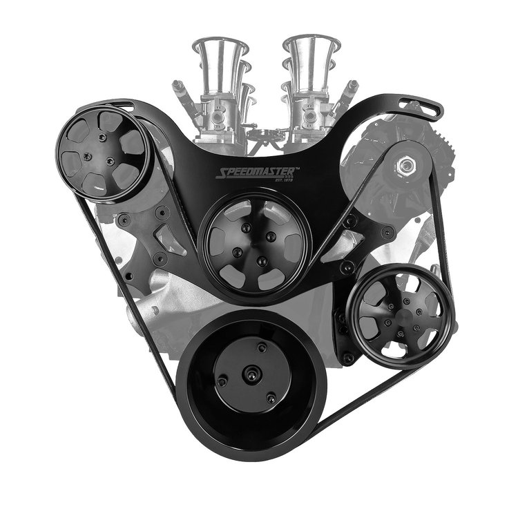 1-415-002-02 Chevy BBC 454 Aluminum Serpentine Complete Engine Pulley Kit Black