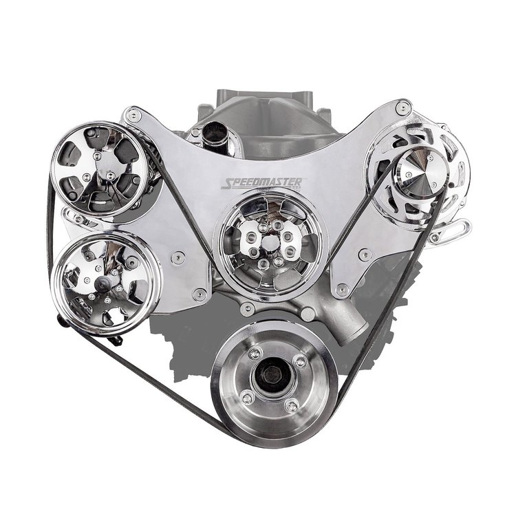 1-673-003-01 Ford SB 289 302 351w Aluminum Complete Serpentine Belt Drive System Kit Polished