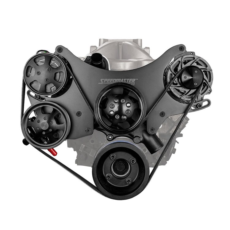 1-673-003-02 Ford SB 289 302 351w Aluminum Complete Serpentine Belt Drive System Kit Black