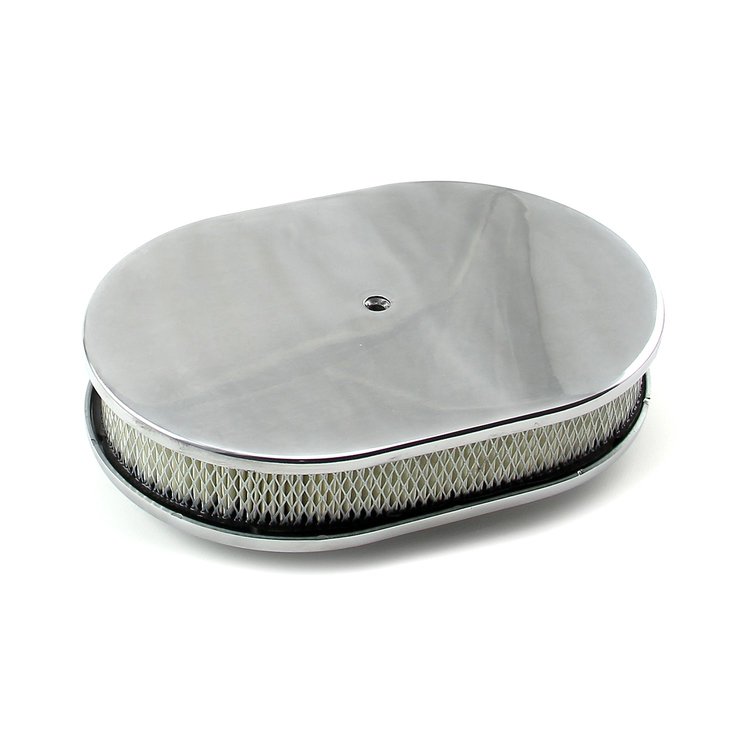 12 x 2 Oval Plain Polished Aluminum Air Cleaner Kit
