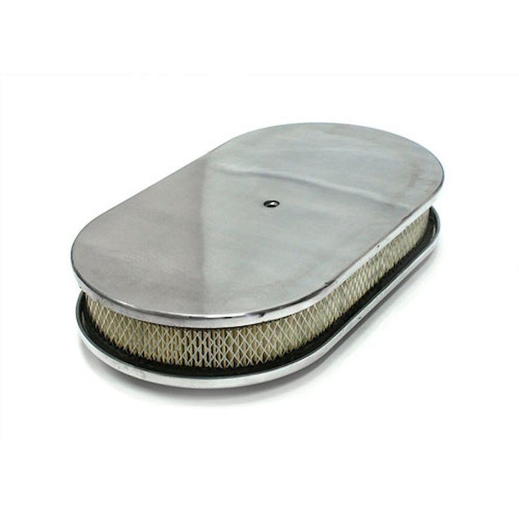 15 x 2 Oval Plain Polished Aluminum Air Cleaner Kit