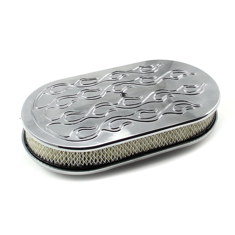 Oval Flamed Air Cleaner Kit 15 in. L x 2 in. H x 8 3/8 in. W [Polished]