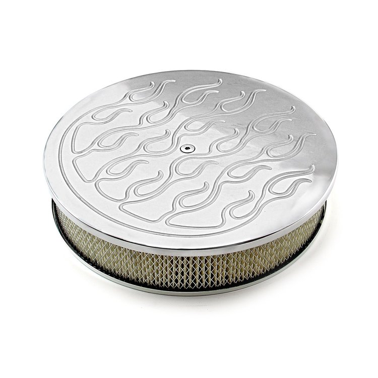 14 Polished Flamed Aluminum Air Cleaner kit with 3 Element