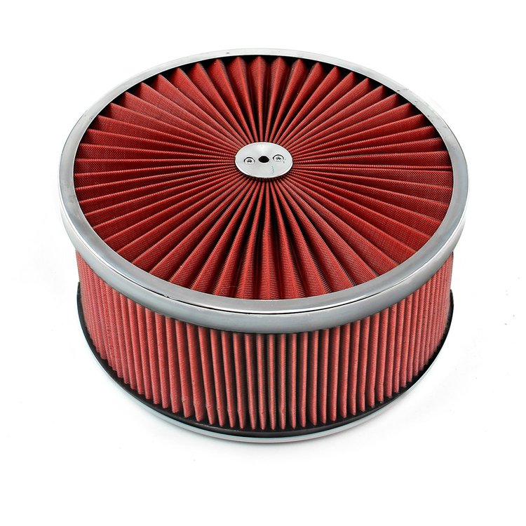 14 x 6 Washable Element Extreme Top w/Chrome Ring Flat Base Air Cleaner Kit