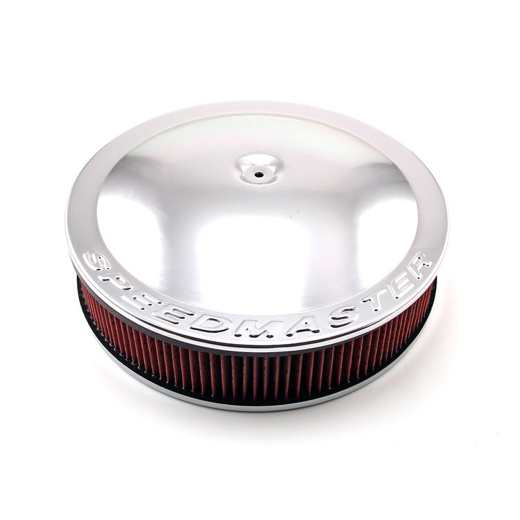 14 x 3 Washable Element Speedmaster Polished Top Flat Base Air Cleaner Kit