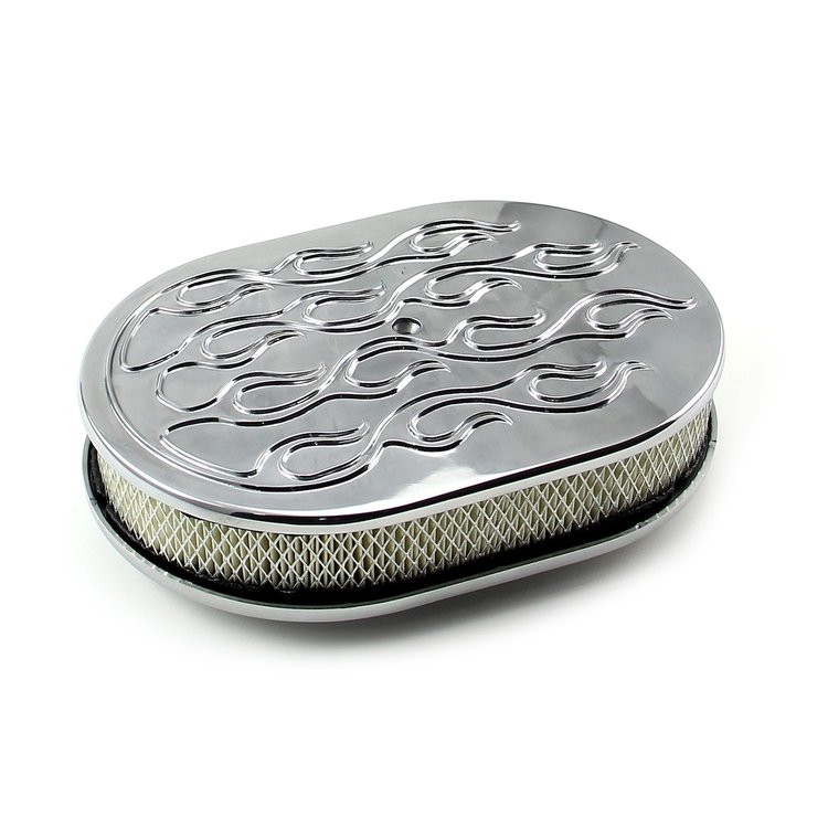 Oval Flamed Air Cleaner Kit 12 in. L x 2 in. H x 8 3/8 in. W [Polished]