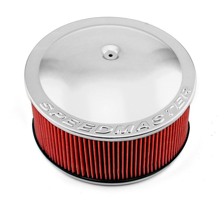 14 x 6 Washable Element Speedmaster Silver Top Flat Base Air Cleaner Kit