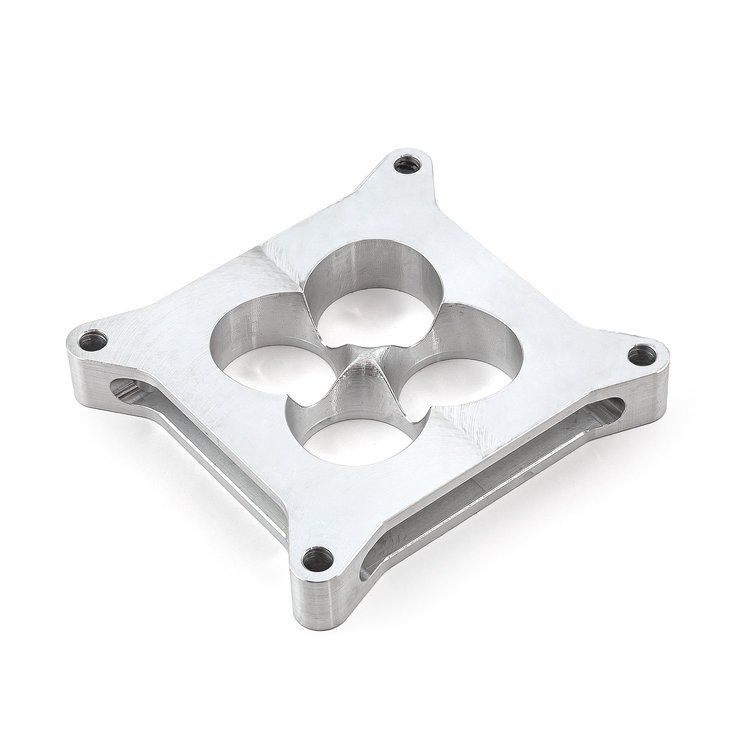1" Carburetor Spacer Square Bore 4 Port Clear Anodized