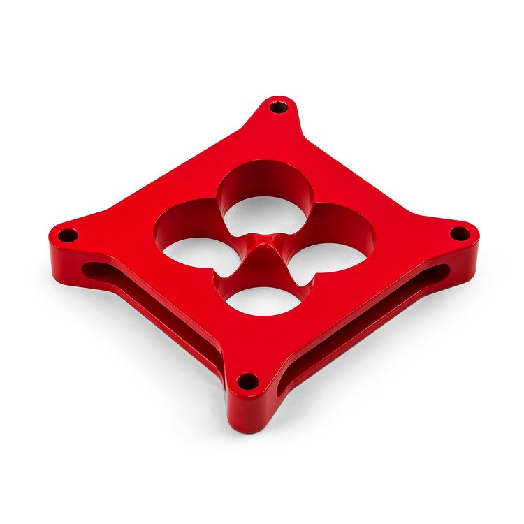 1" Carburetor Spacer Square Bore 4 Port - Red