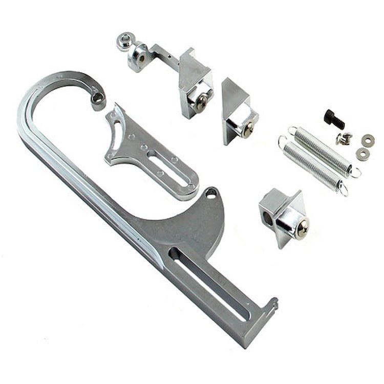 Carburetor Throttle Cable Bracket Kit - Chrome w/ Return Springs and Mount
