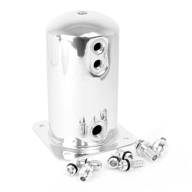 1.5 Litre Aluminium Fuel Surge Tank With An And Hose Barb Fittings