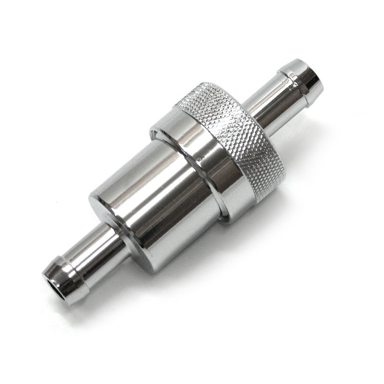 Fuel Filter 3/8 Inlet / Outlet Chrome w/ Bronze Element