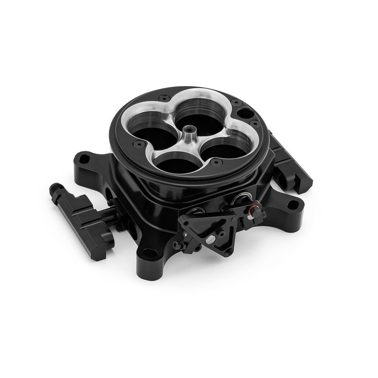 PCE138.1015 1200 Cfm 4 Barrel 4150 Billet CNC Machined Throttle Body & Fuel Rails - Black