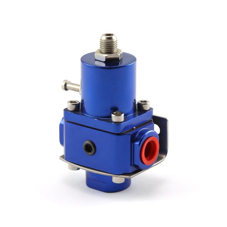 Universal 3/8 in NPT EFI Fuel Injection Pressure Regulator Blue w/ Boost Ref Port