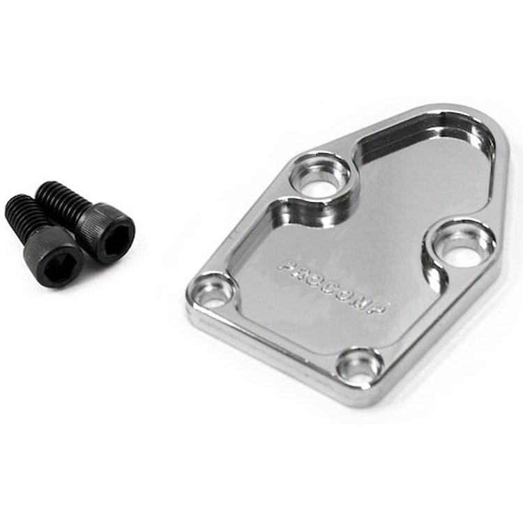 PCE140.1001.01 Fuel Pump Block-Off Plate for Small Block Chevy [Chrome]