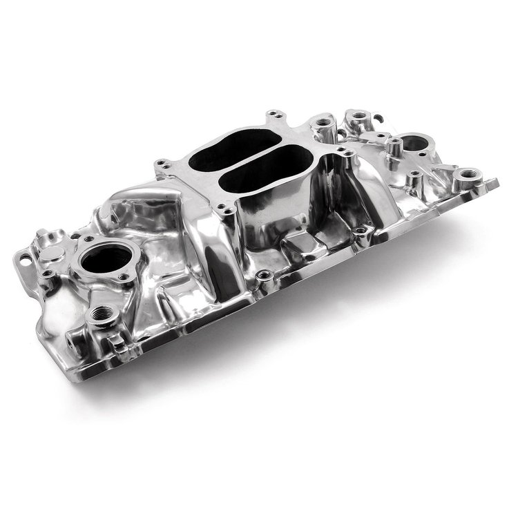 PCE147.1001 Holeshot Intake Manifold for 1957-1995 Small Block Chevy 350, Non-EGR [Polished]