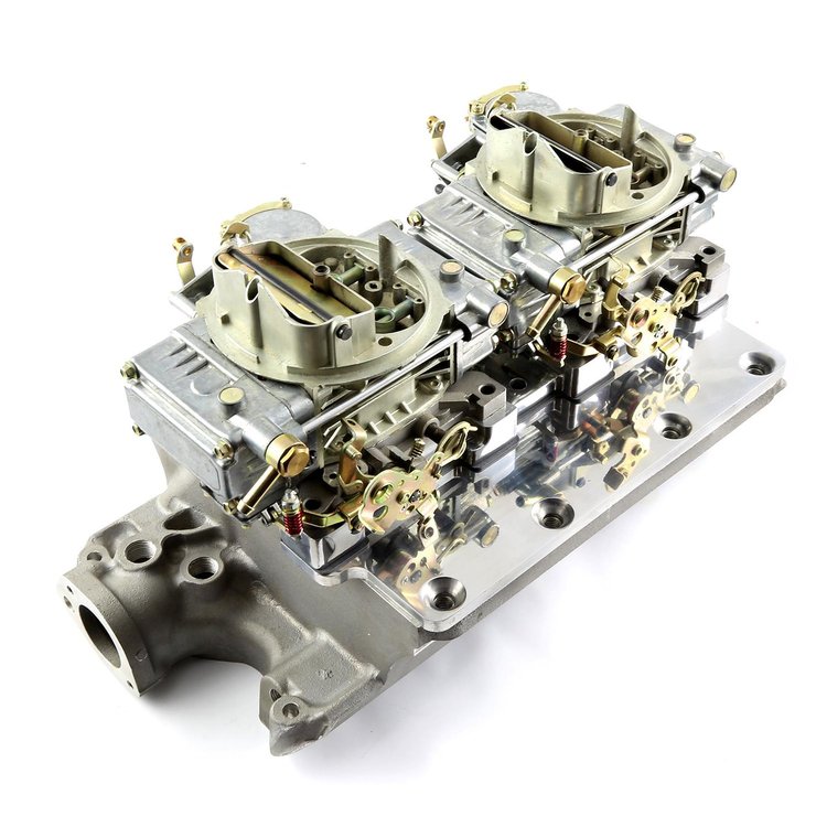 Ford SB 351W Windsor Blower Intake Manifold / Dual Carb Combo