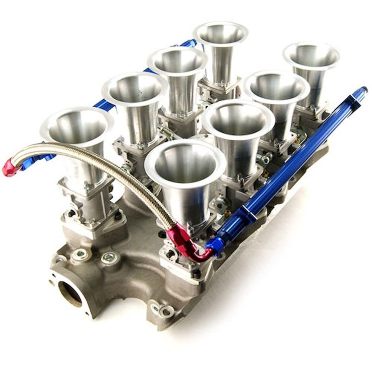 Complete Downdraft EFI Stack Intake Manifold System - Ford 351W Windsor Fuel Injected