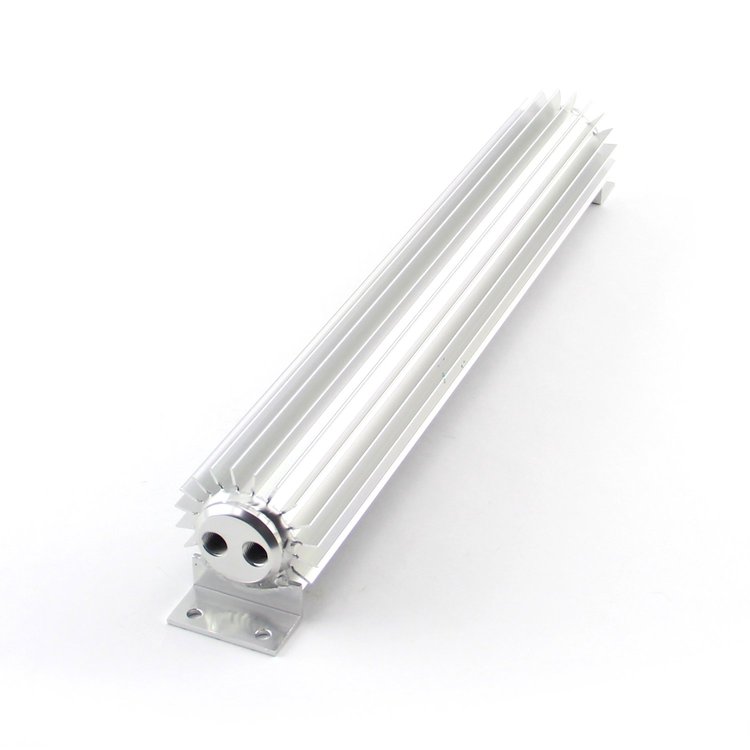 22 SILVER ANODIZED DUAL PASS TRANSMISSION OIL COOLER WITH FITTINGS