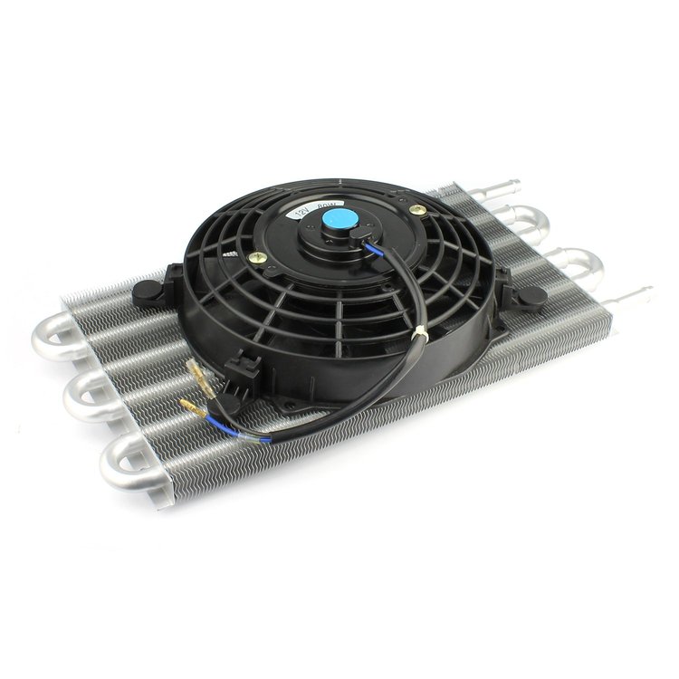 PCE186.1024 Flat Transmission Oil Cooler 15.5 in. x 7.5 in. & Electric Thermo Fan Kit