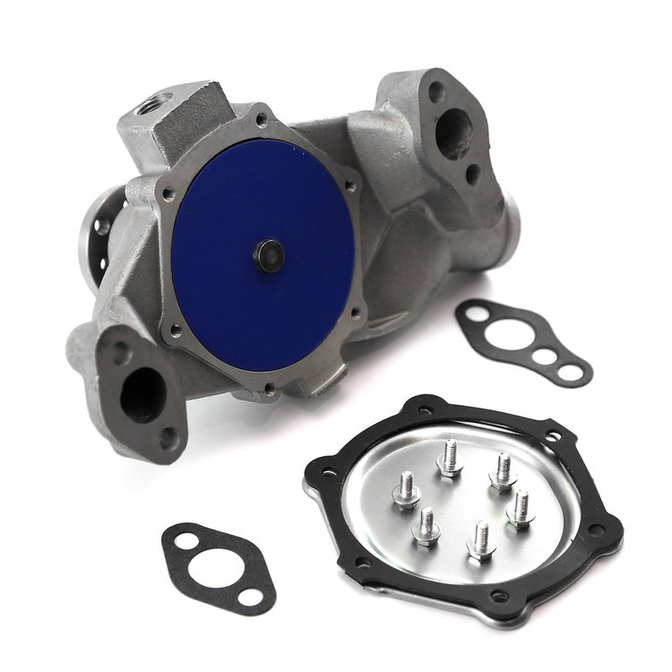 PCE195.1107 Chevy SBC 350 HV Straight Impeller Aluminum Short Water Pump Satin