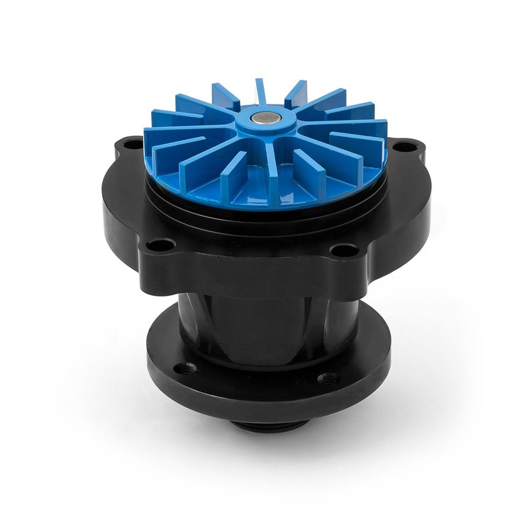 High-Volume Mechanical Water Pump fits Select 2004.5-2010 Ford 6.0L Powerstroke Diesel, Billet Aluminum [Black Finish]