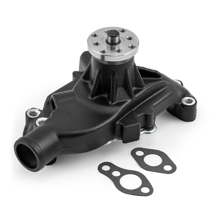 PCE195.1083.02 High-Volume Mechanical Water Pump Short SBC 350 with Heater Port [Black]