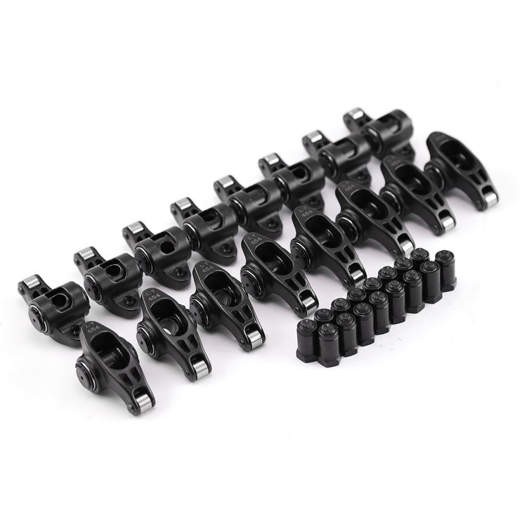 PCE261.1160 Chevy SBC 350 1.5 Ratio 3/8 in. Ultra Black Chromoly Roller Rocker Arms Set