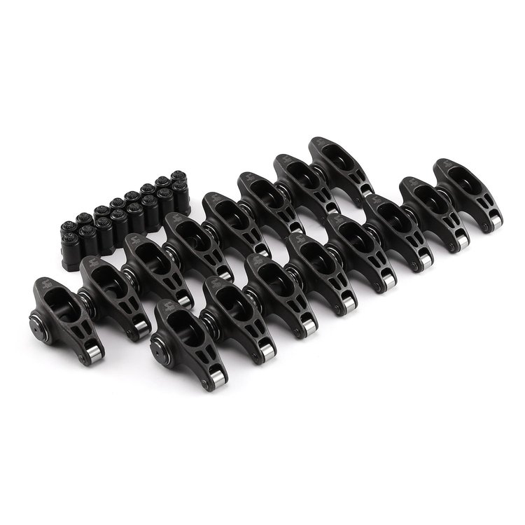 FORD SB 302 351W 1.7 RATIO 7/16 SUPER STREET ULTRA BLACK ROLLER ROCKER ARM SET