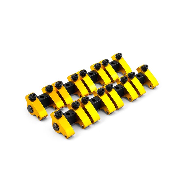 Aluminum Shaft-Mount Roller Rocker Arm Set Cadillac 472/500, Ratio: 1.6 [Gold Anodized Finish]