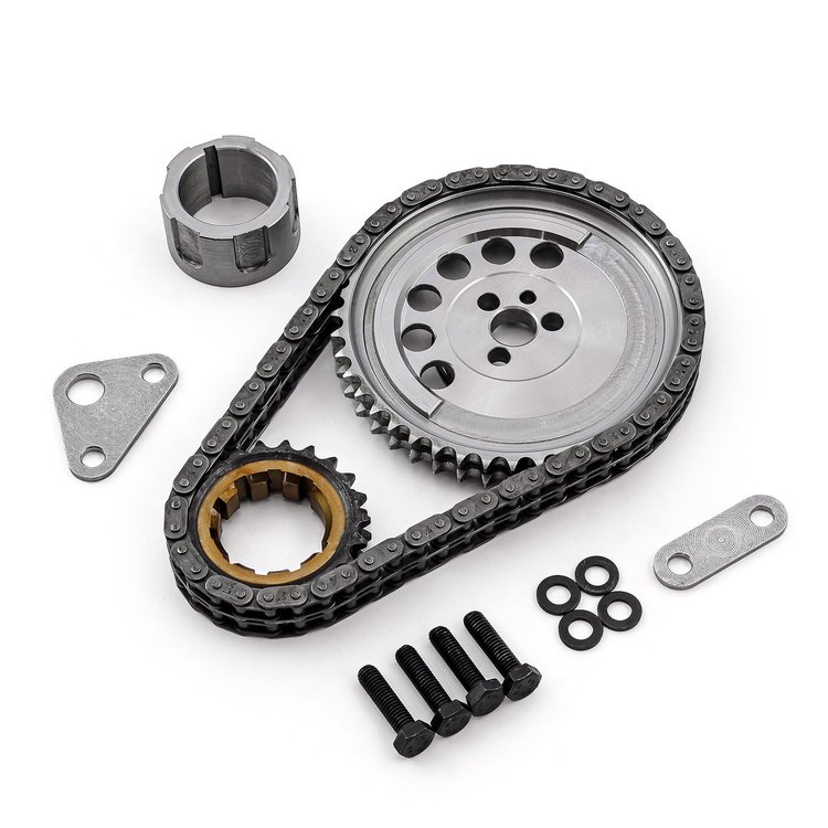 PCE264.1023 Chevy GM LS3 Double Roller 9 Keyway Billet Steel Timing Chain Kit