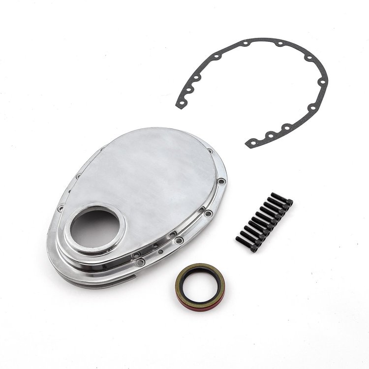 Polished Aluminum Timing Chain Cover Small Block Chevy 350