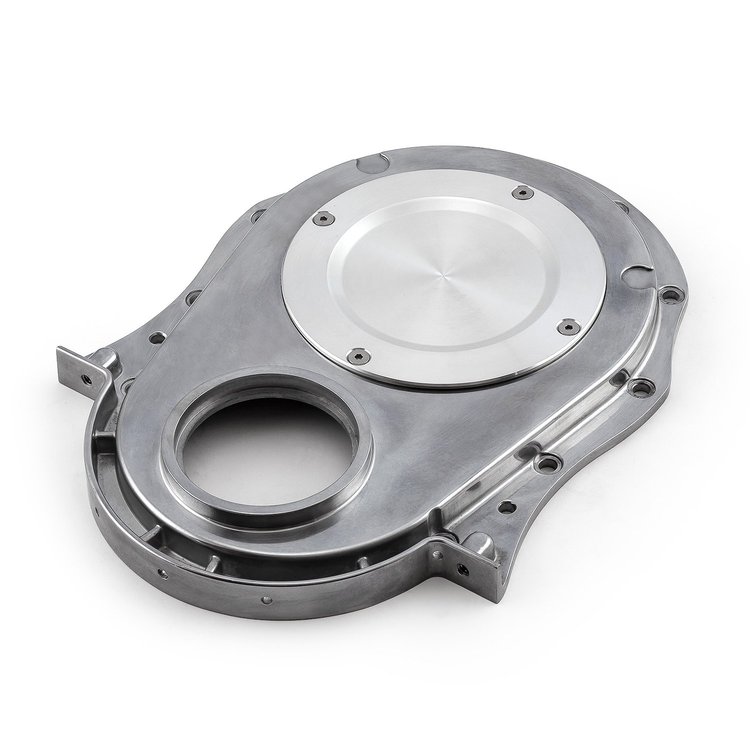Polished Aluminum 2-Piece Timing Chain Cover Big Block Chevy 454 Gen 1-4