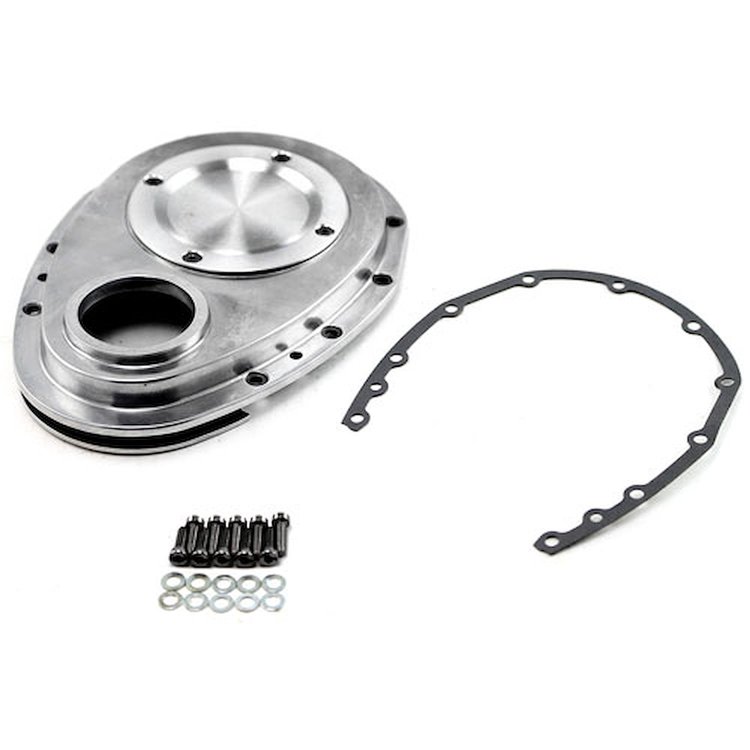 Polished Aluminum 2-Piece Timing Chain Cover Small Block Chevy 350