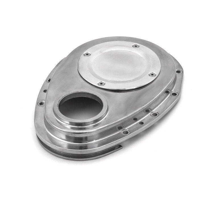 Aluminum 2-Piece Timing Chain Cover w/ Inspection Plate Chevrolet Small Block 350