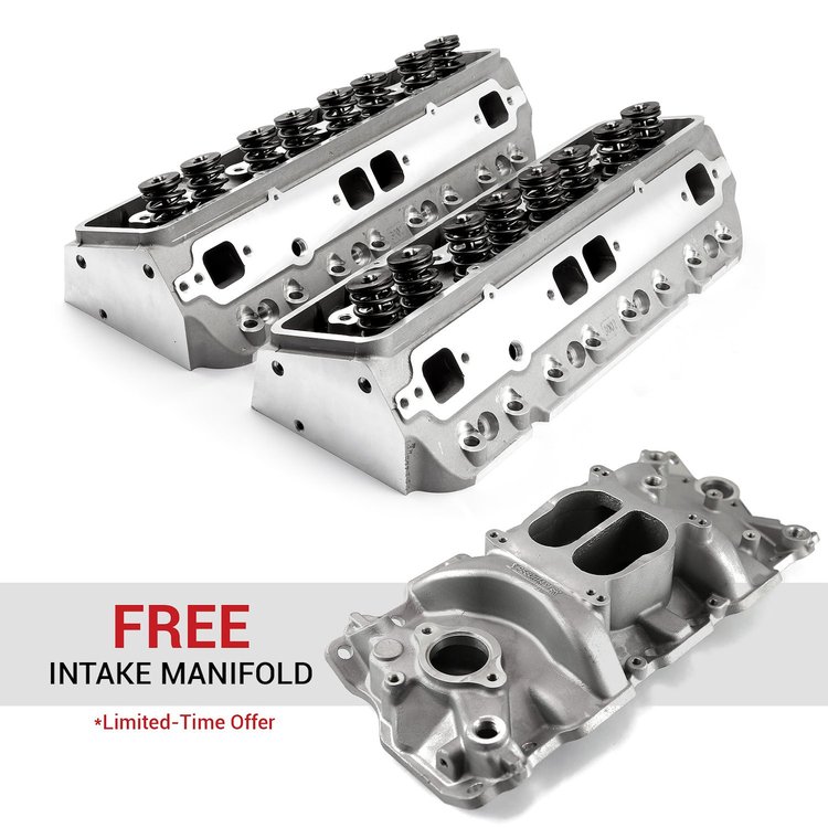 Speedmaster Small Block Chevy 350 Cast Aluminum Cylinder Heads & Free LowRise Intake Manifold Promo
