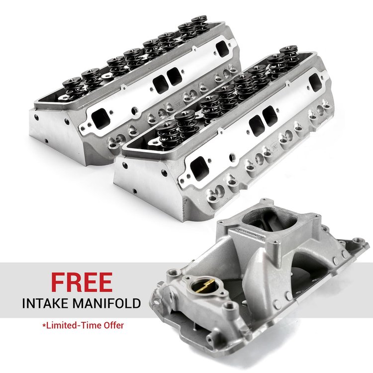 Speedmaster Small Block Chevy 350 Cast Aluminum Cylinder Heads & Free HiRise Intake Manifold Promo