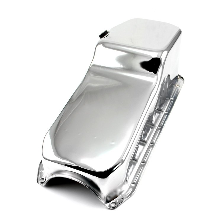PCE300.1028 Steel Oil Pan, Small Block Chevy 350, Rear Sump [Chrome]