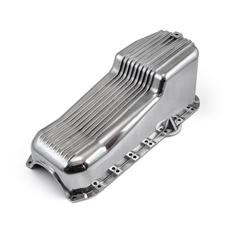 Chevy SBC 350 Rear Sump Passanger Side 1Pcs Rms Polished Aluminum Oil Pan