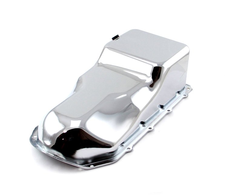Steel Oil Pan Pontiac 326/400/455, Rear Sump [Chrome]