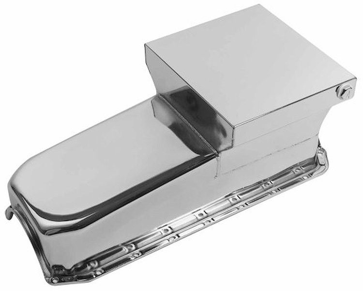 Chevy SBC 350 7Qt Drag Rear Sump Driver Side 2Pcs Rms Chrome Oil Pan