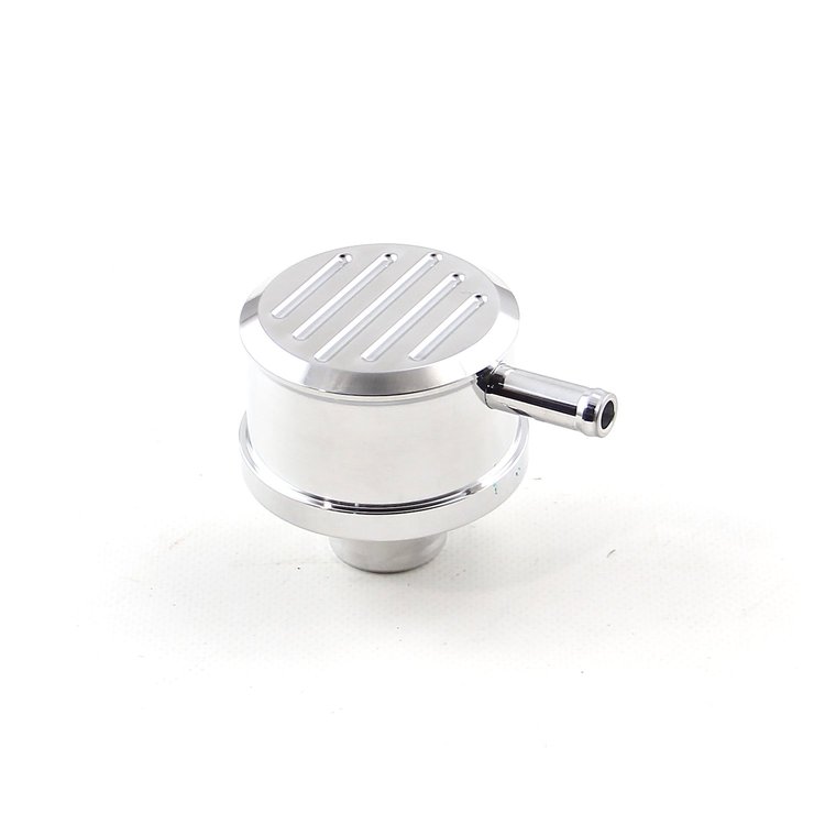Polished Aluminum Ball Milled Valve Cover Breather PVC Vent Tube to 1 Neck