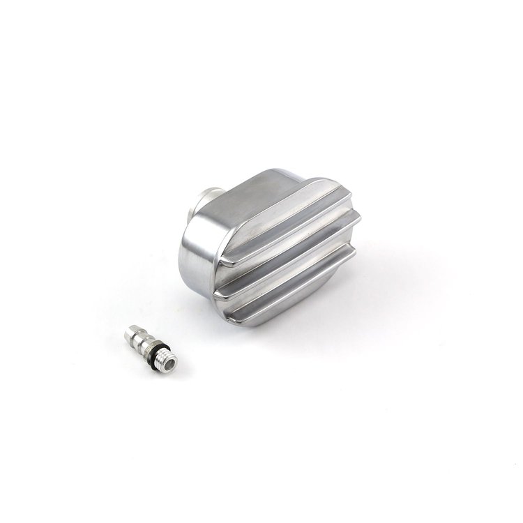 Large Classic Finned Valve Cover Aluminum Breather Cap / Gromment 1 Neck