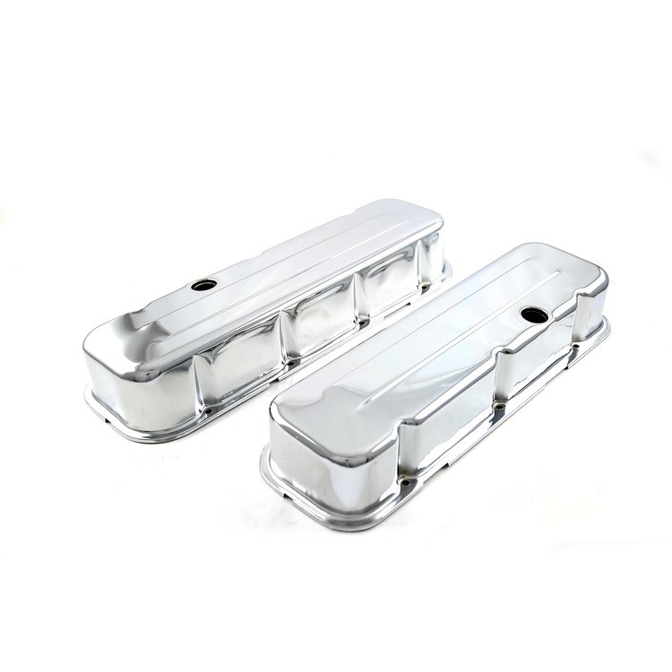 Chevy BBC 454 Chrome Valve Covers - Tall w/ Hole